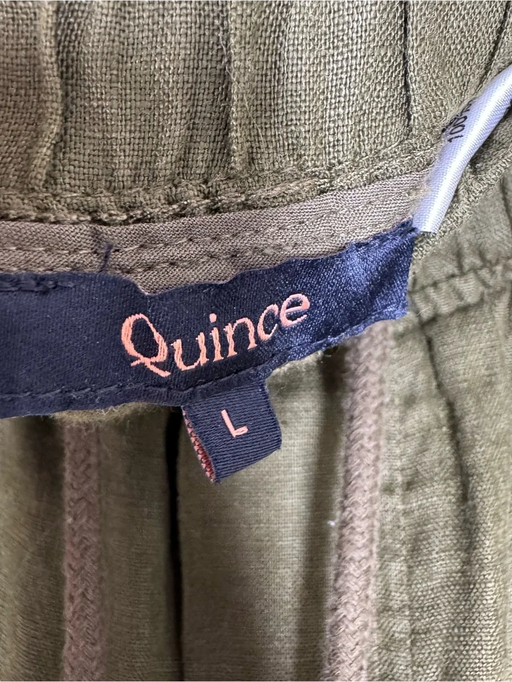 Quince 100% European Linen Wide Leg Pants Olive Green Travel Vacation Large